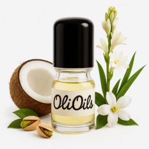 Perfume oil bottle with coconut