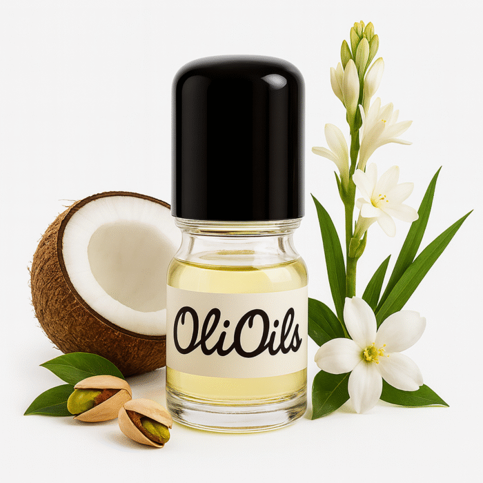 Perfume oil bottle with coconut